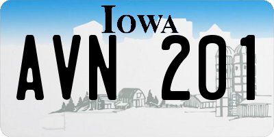 IA license plate AVN201