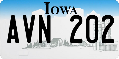 IA license plate AVN202