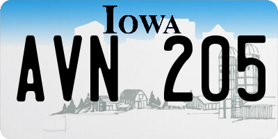 IA license plate AVN205