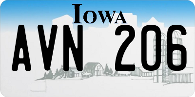 IA license plate AVN206