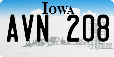 IA license plate AVN208
