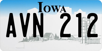 IA license plate AVN212