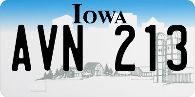 IA license plate AVN213