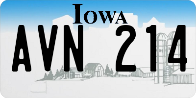 IA license plate AVN214