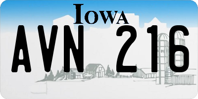 IA license plate AVN216