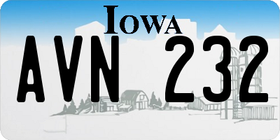 IA license plate AVN232