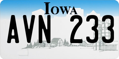 IA license plate AVN233