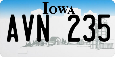IA license plate AVN235