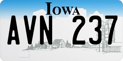 IA license plate AVN237