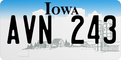 IA license plate AVN243