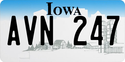 IA license plate AVN247