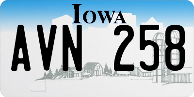 IA license plate AVN258