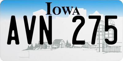 IA license plate AVN275