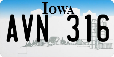 IA license plate AVN316