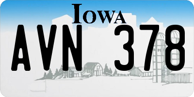 IA license plate AVN378