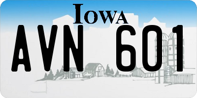 IA license plate AVN601