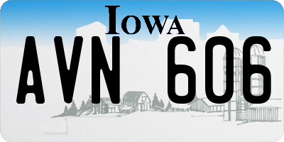 IA license plate AVN606