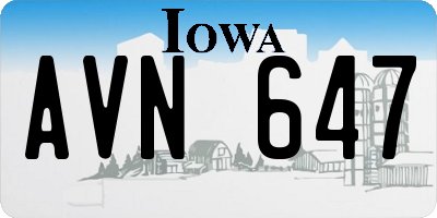 IA license plate AVN647