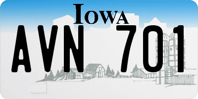 IA license plate AVN701