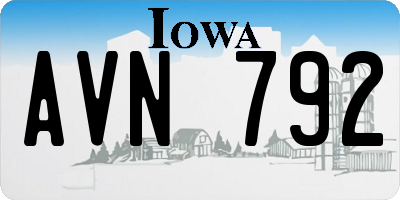 IA license plate AVN792