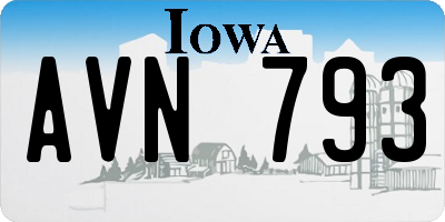 IA license plate AVN793