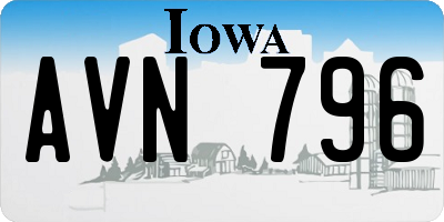 IA license plate AVN796
