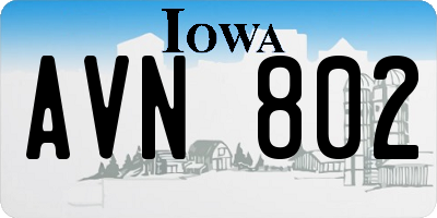 IA license plate AVN802