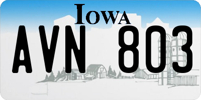 IA license plate AVN803