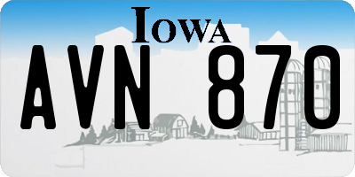 IA license plate AVN870