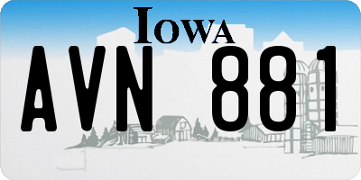 IA license plate AVN881