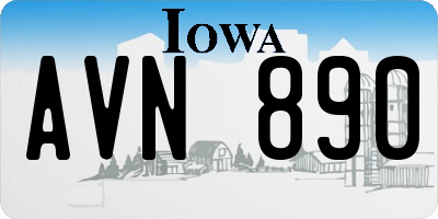 IA license plate AVN890