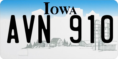 IA license plate AVN910