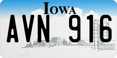 IA license plate AVN916