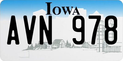 IA license plate AVN978