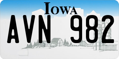 IA license plate AVN982