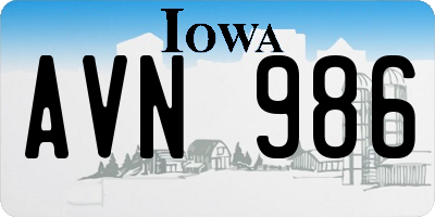 IA license plate AVN986