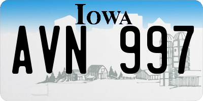 IA license plate AVN997