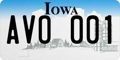 IA license plate AVO001