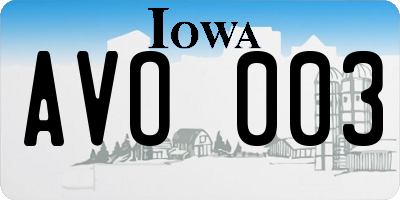 IA license plate AVO003