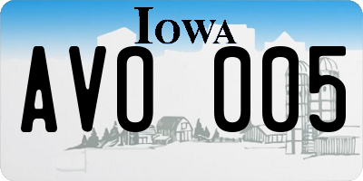 IA license plate AVO005
