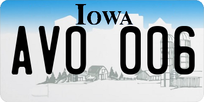 IA license plate AVO006