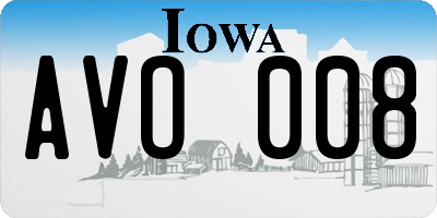 IA license plate AVO008