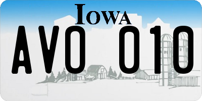 IA license plate AVO010