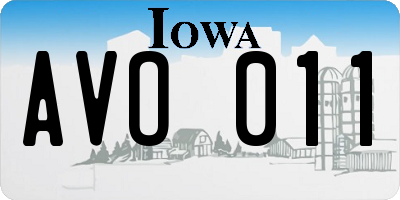 IA license plate AVO011