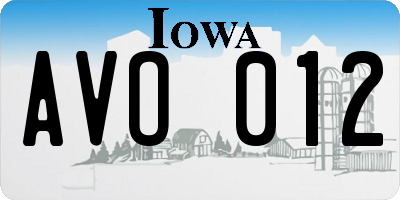 IA license plate AVO012