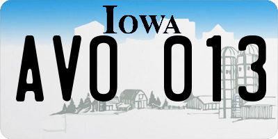 IA license plate AVO013