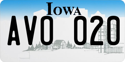 IA license plate AVO020