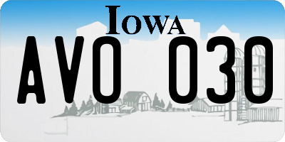 IA license plate AVO030