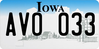 IA license plate AVO033