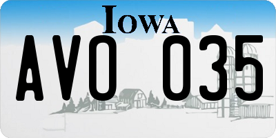 IA license plate AVO035